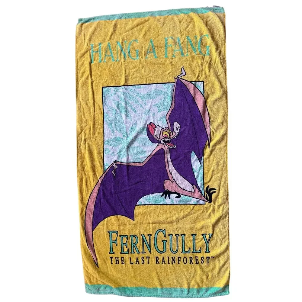 Rare Batty Koda Robin Williams FernGully Last Rainforest Towel Beach Hang Fang